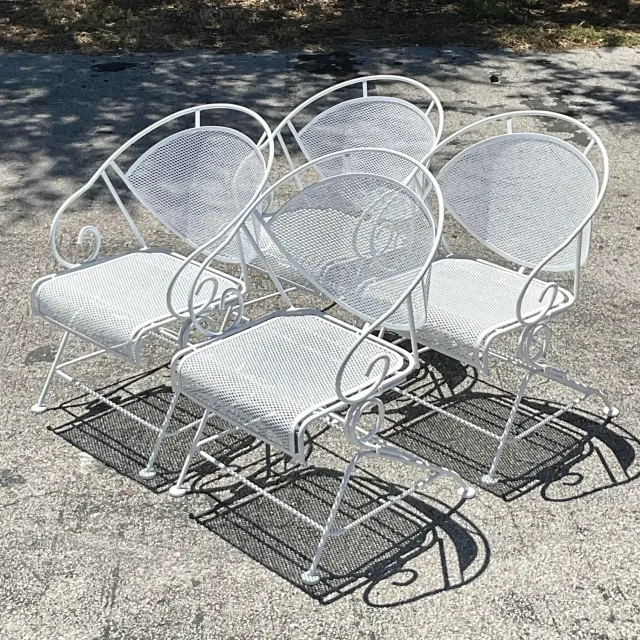 Vintage Mid-Century Modern Wrought Iron Outdoor Dining Set of 5 — additional photo 7