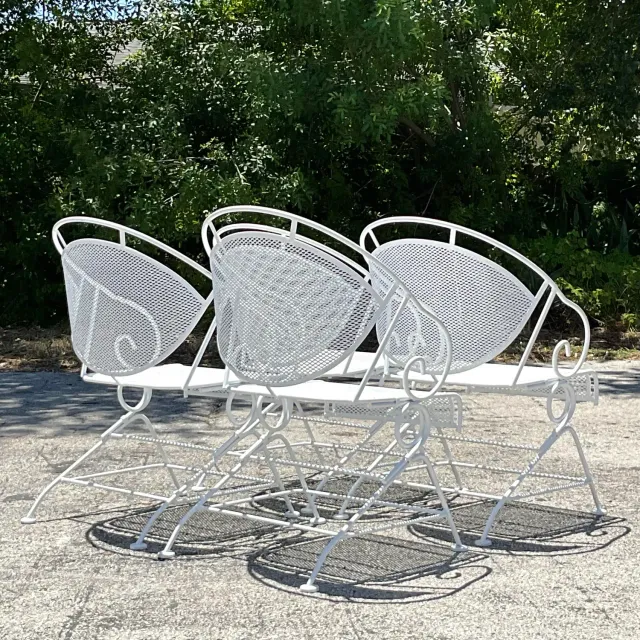 Vintage Mid-Century Modern Wrought Iron Outdoor Dining Set of 5 — additional photo 8