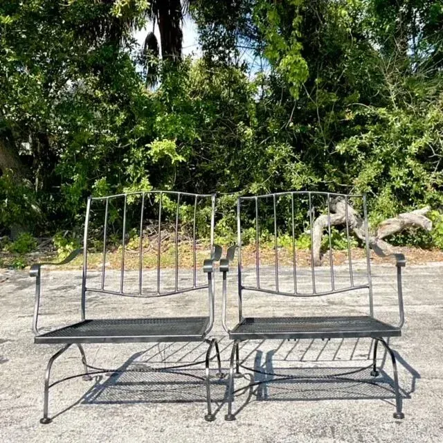 Vintage Mid-Century Wrought Iron Springer Lounge Chairs - a Pair — additional photo 2
