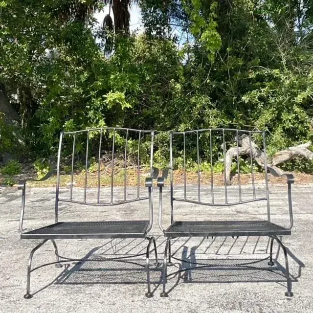 Vintage Mid-Century Wrought Iron Springer Lounge Chairs - a Pair — additional photo 4