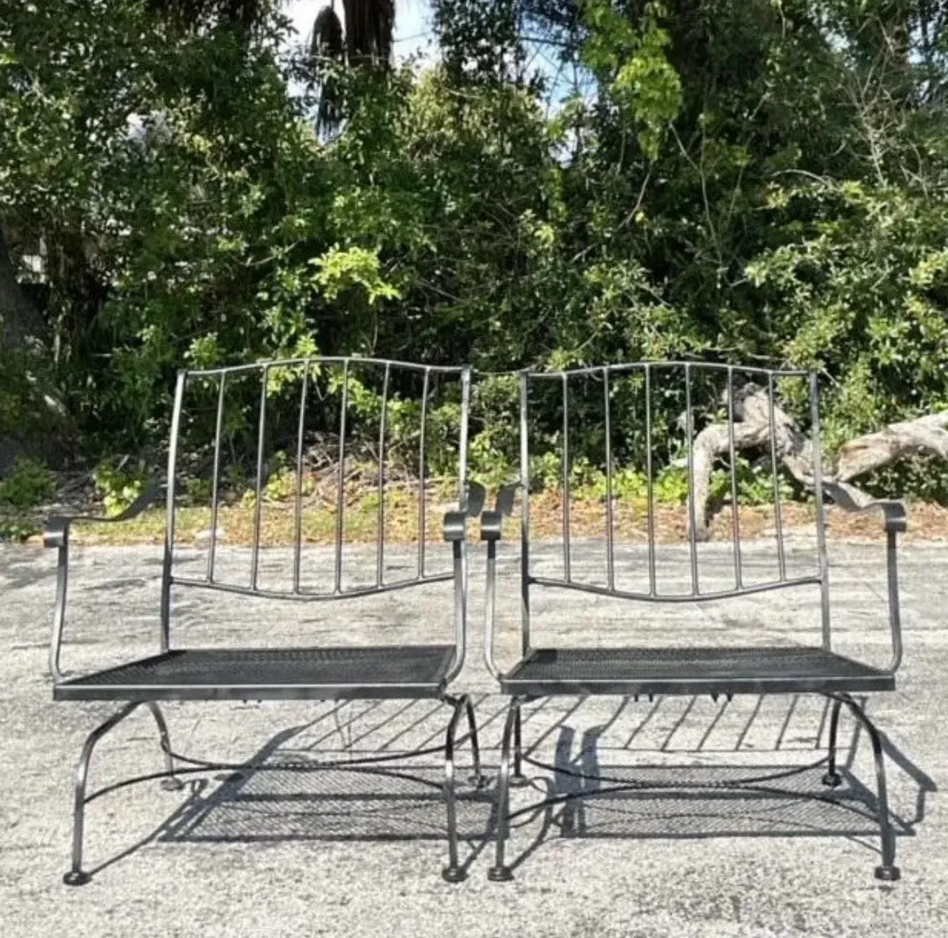 Vintage Mid-Century Wrought Iron Springer Lounge Chairs - a Pair — additional photo 8