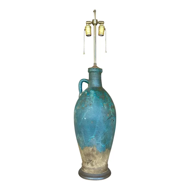 Vintage Midcentury Lava Glaze Table Lamp — additional photo 1