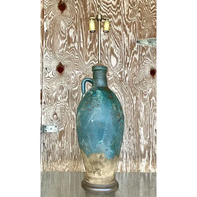 Vintage Midcentury Lava Glaze Table Lamp — additional photo 2