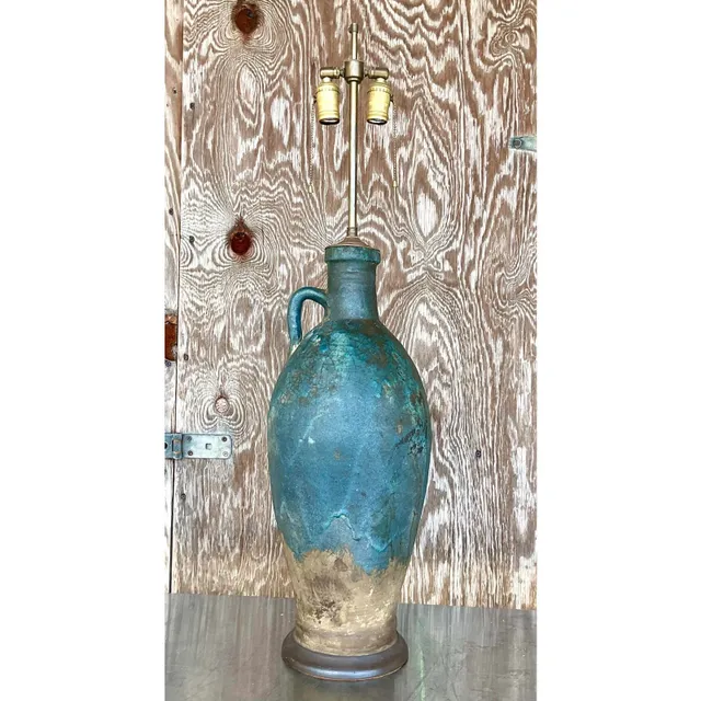 Vintage Midcentury Lava Glaze Table Lamp — additional photo 3