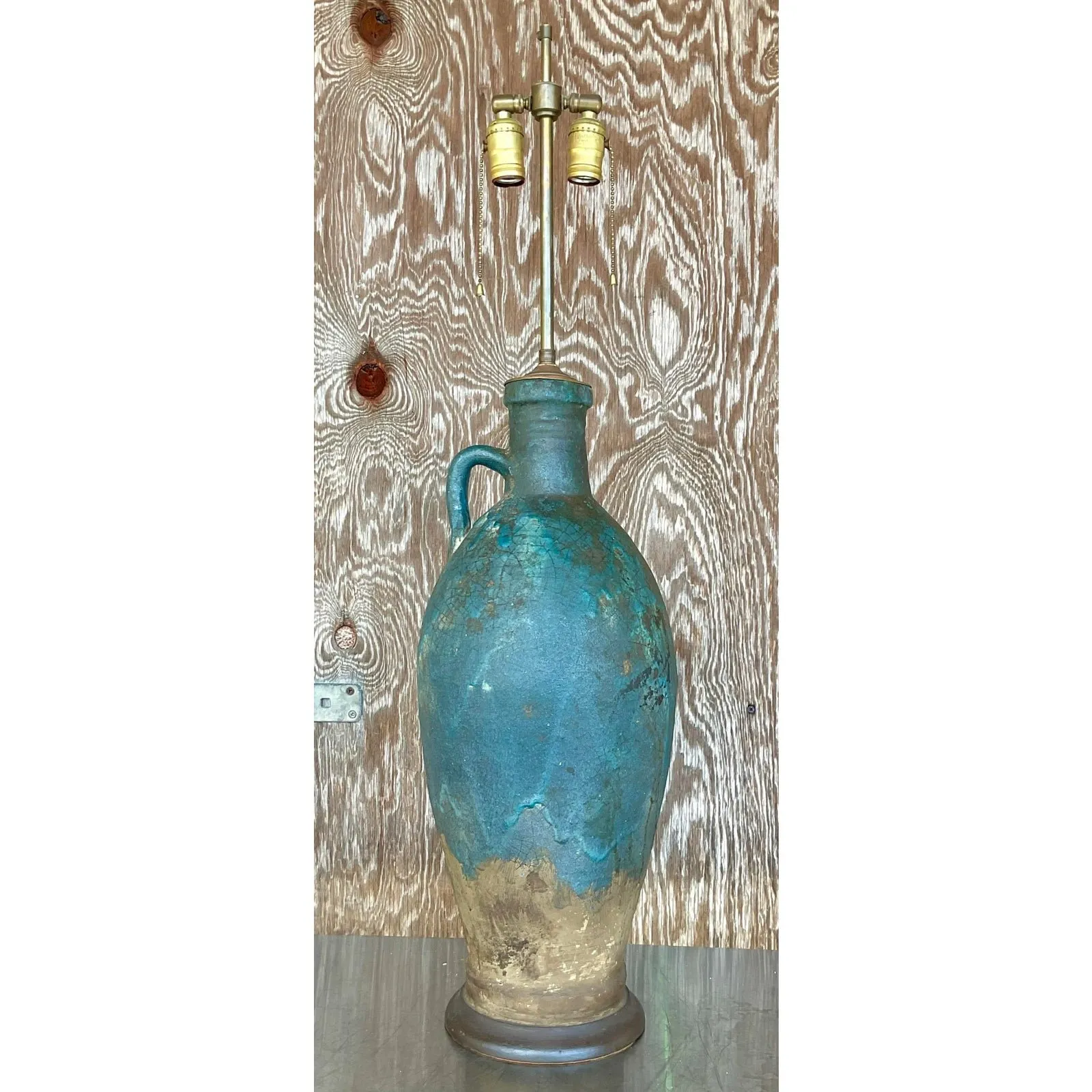 Vintage Midcentury Lava Glaze Table Lamp — additional photo 6