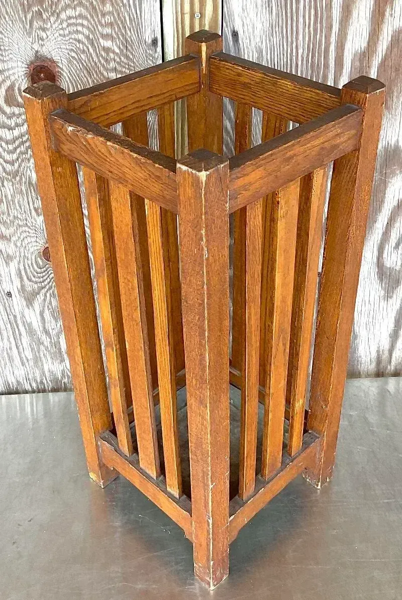 Vintage Mission Oak Umbrella Stand — additional photo 4