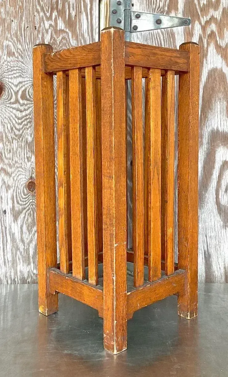 Vintage Mission Oak Umbrella Stand — additional photo 7