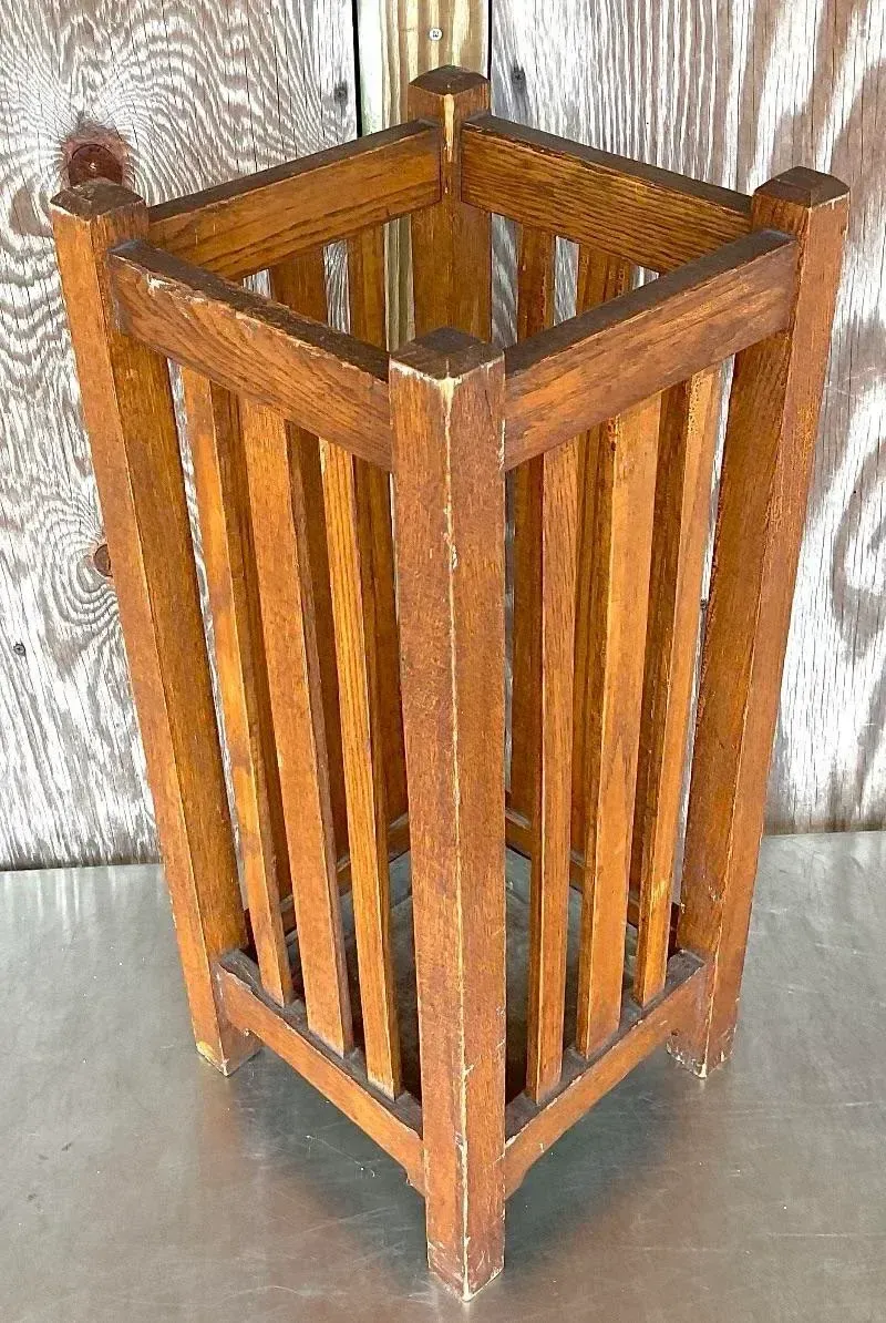 Vintage Mission Oak Umbrella Stand — additional photo 8
