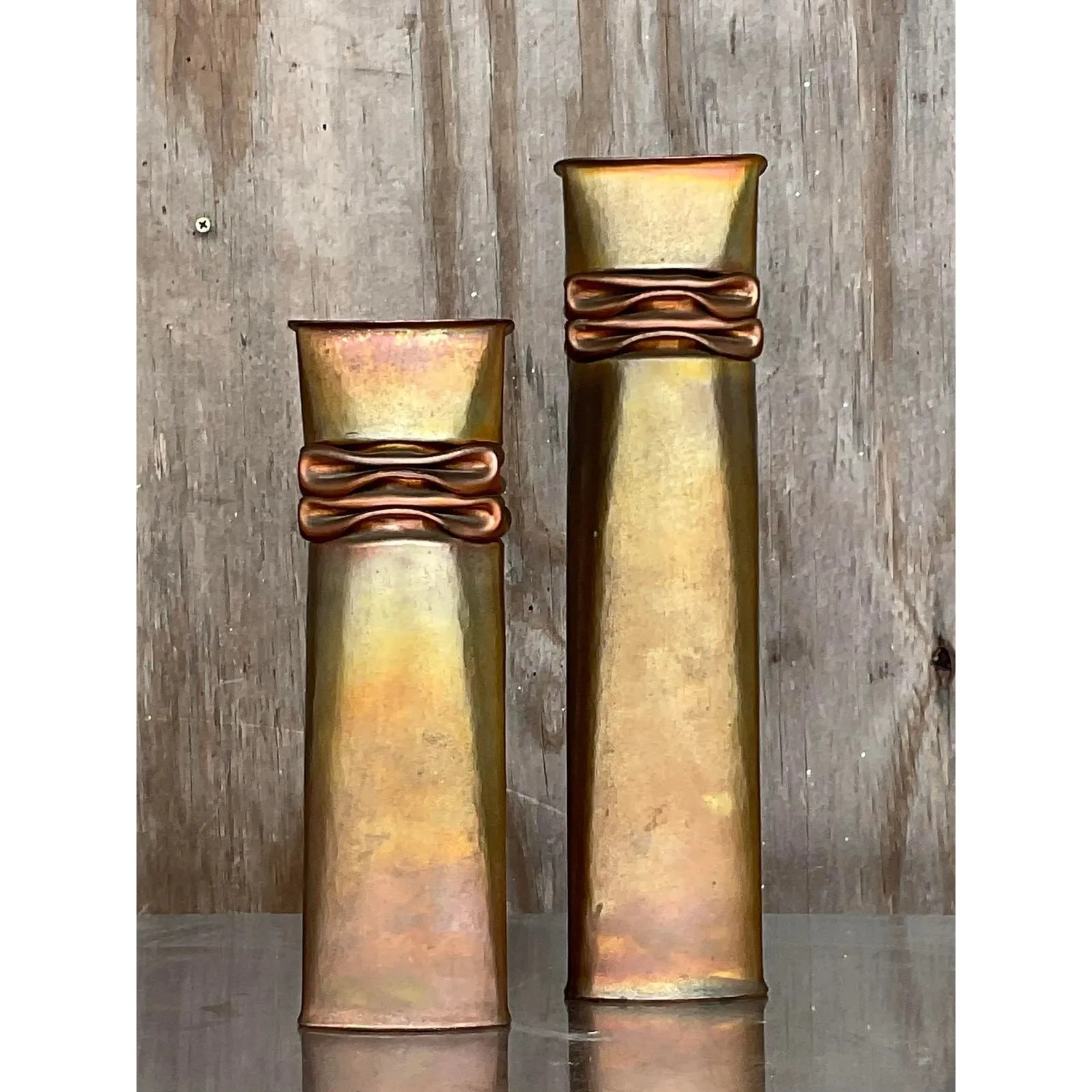 Vintage Thomas Roy Markusen Sculptural Metal Vases – Set of 2 — additional photo 2
