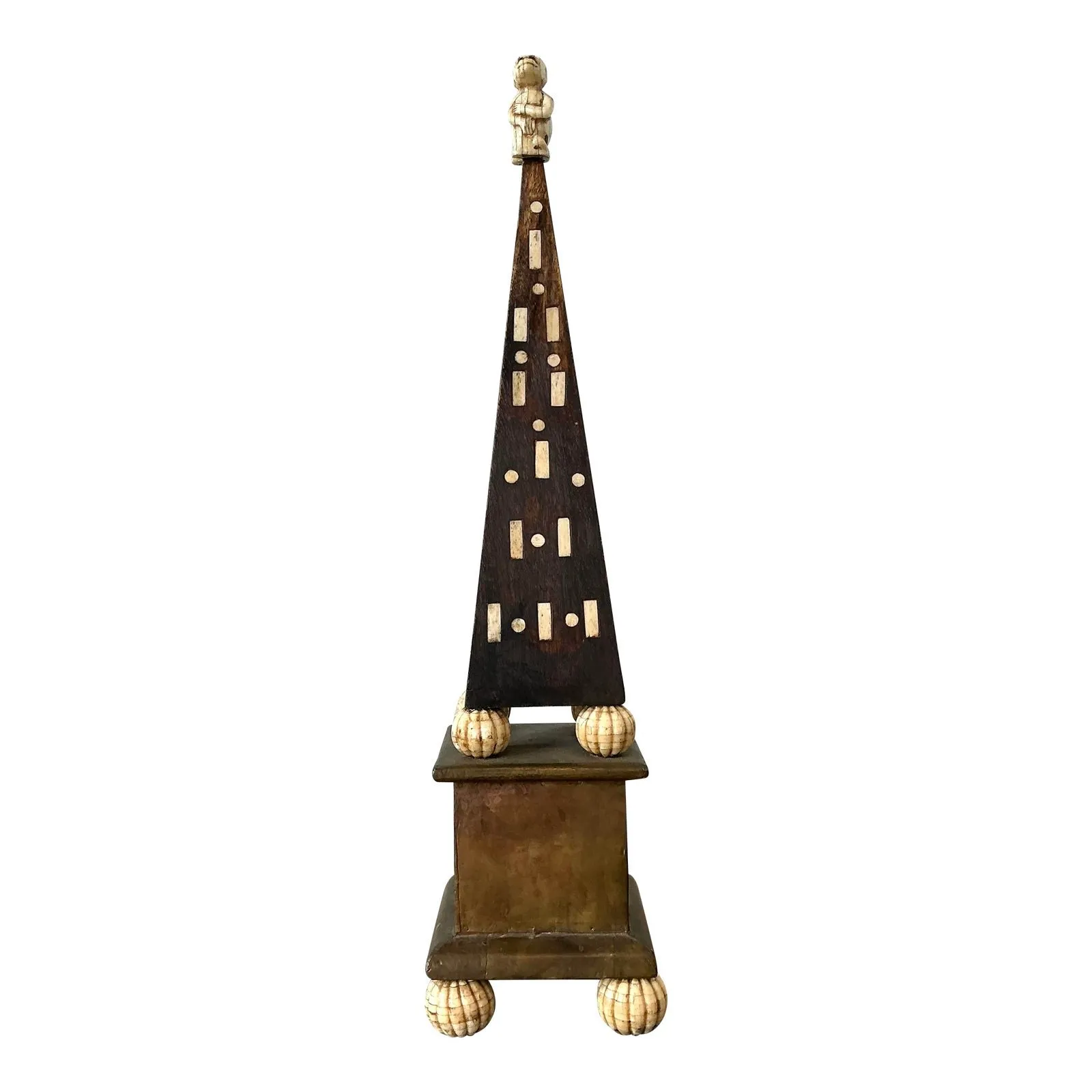 Vintage Monkey Inlay Obelisk