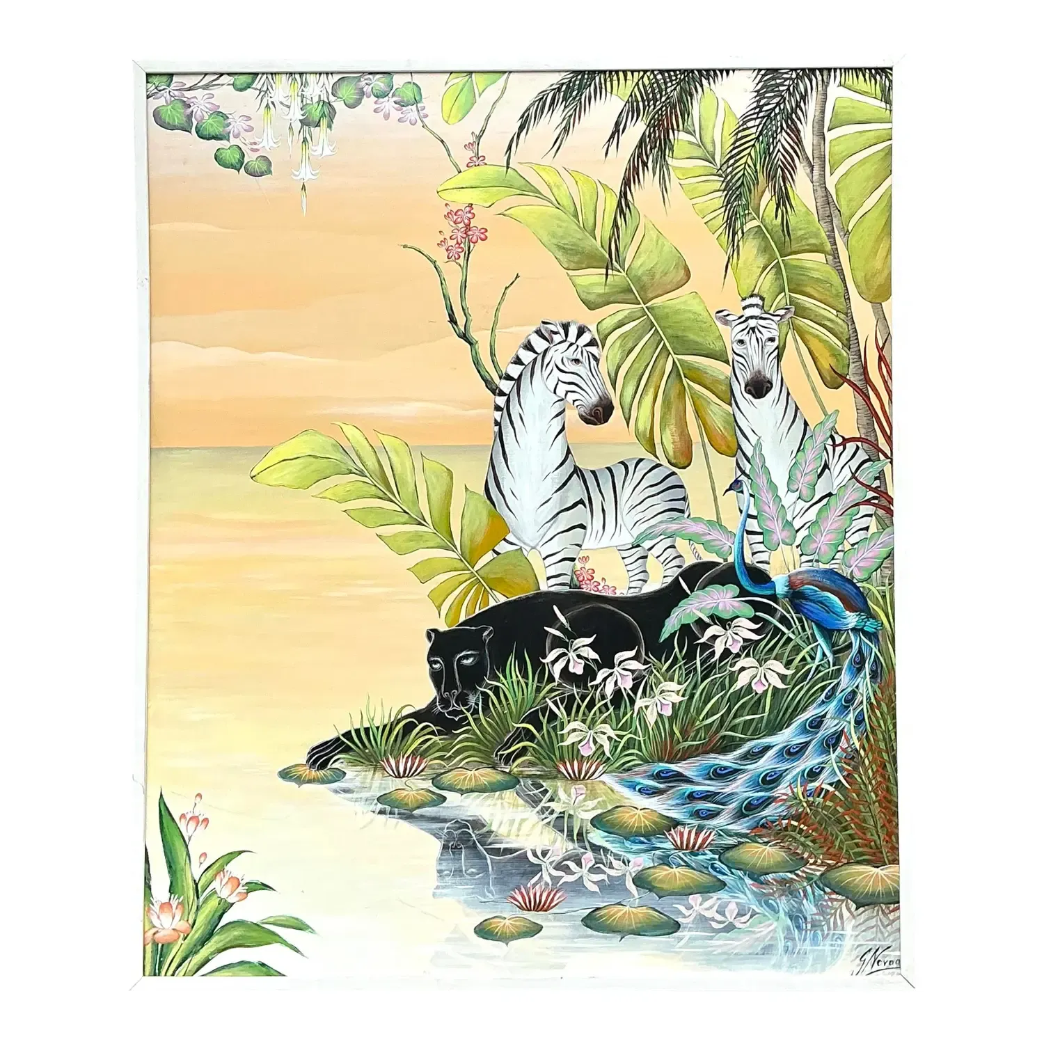 Vintage Monumental 1999 Original Jungle Painting on Canvas — additional photo 1
