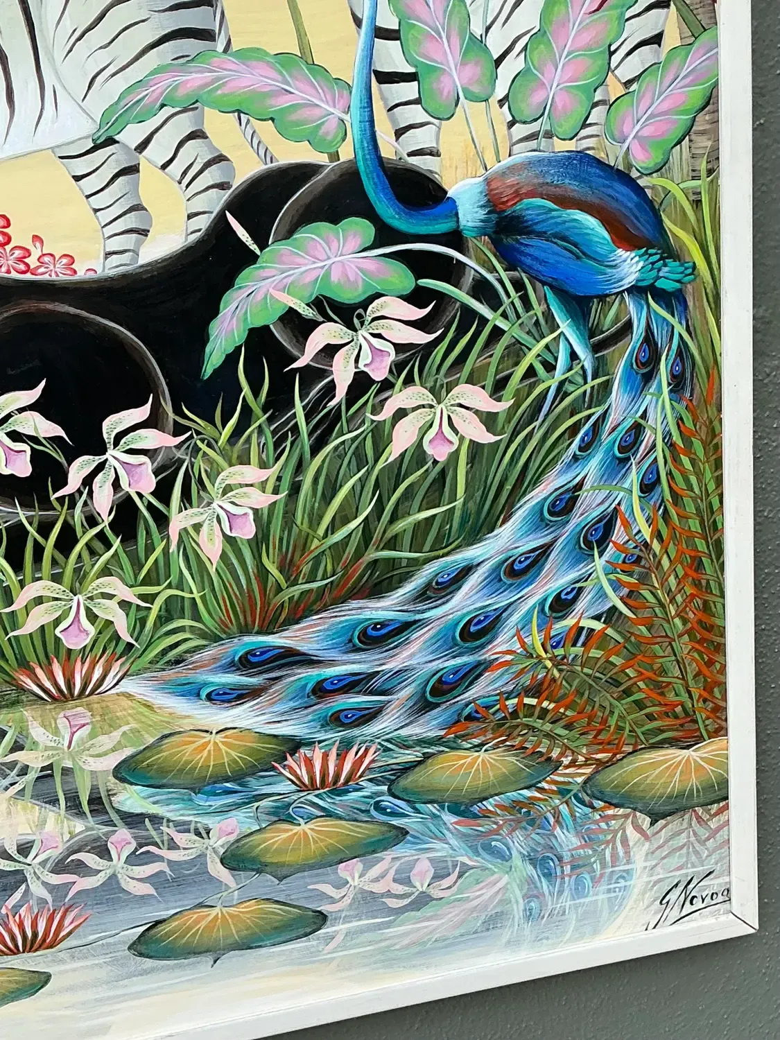 Vintage Monumental 1999 Original Jungle Painting on Canvas — additional photo 2