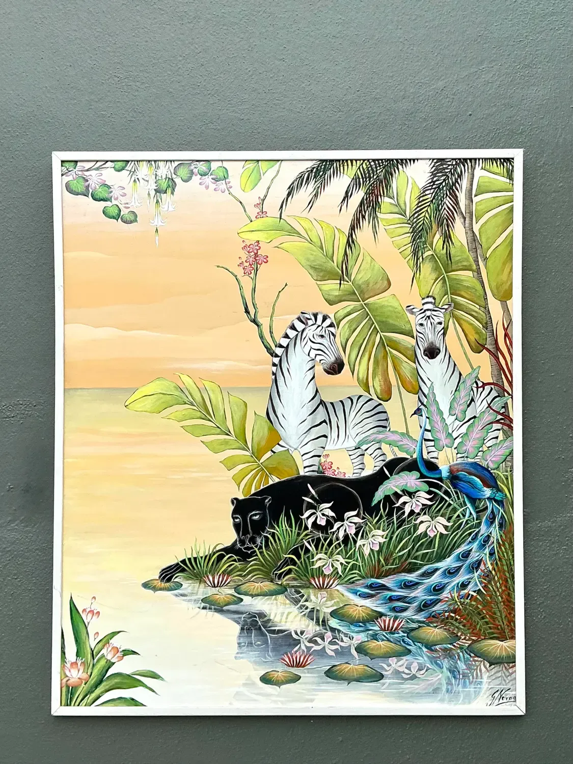 Vintage Monumental 1999 Original Jungle Painting on Canvas — additional photo 4