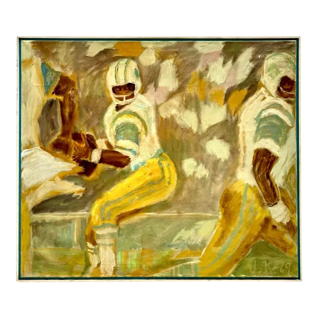 Vintage Monumental Abstract Expressionist Football Painting — additional photo 1