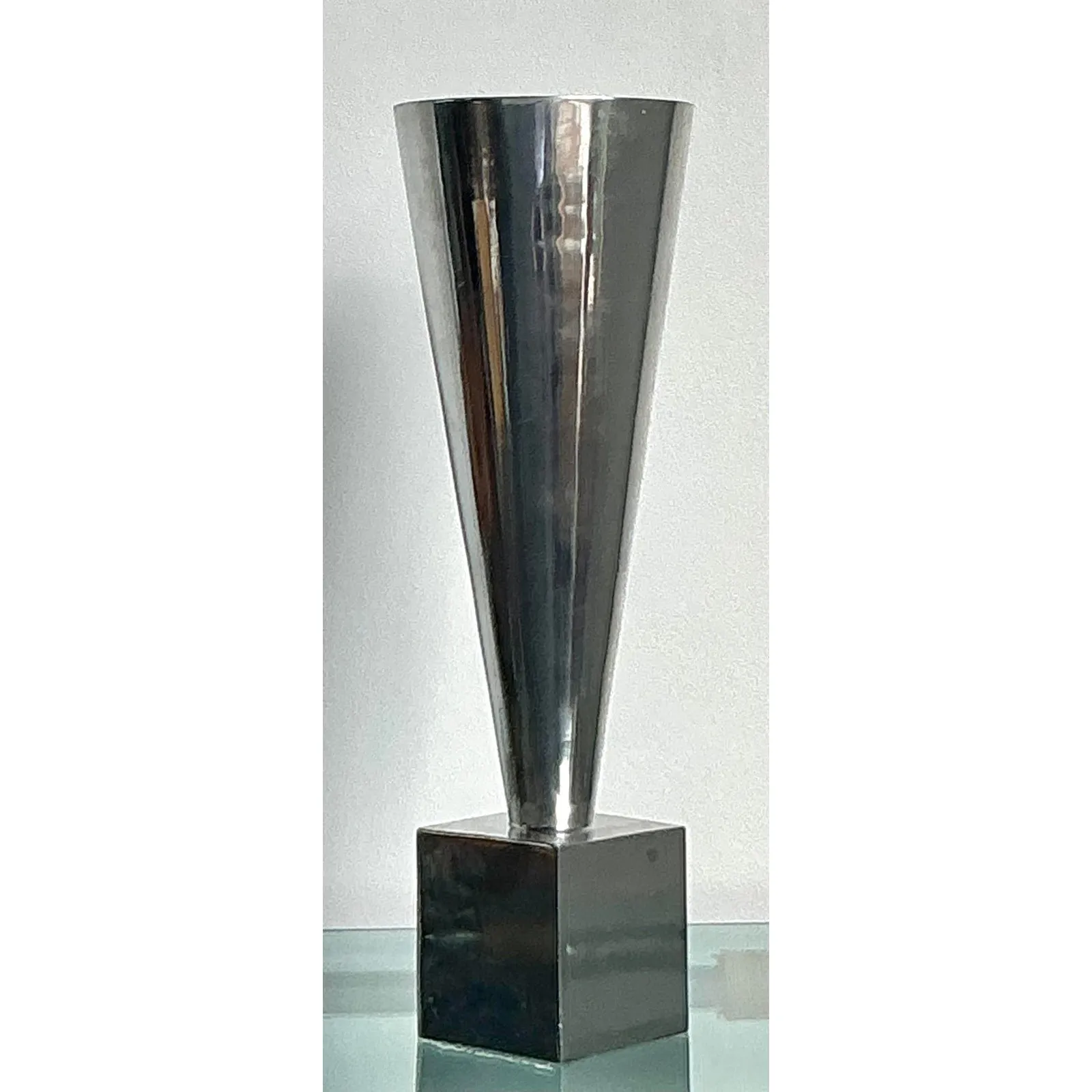 Vintage Monumental Az Cast Aluminum Cone Vase — additional photo 2