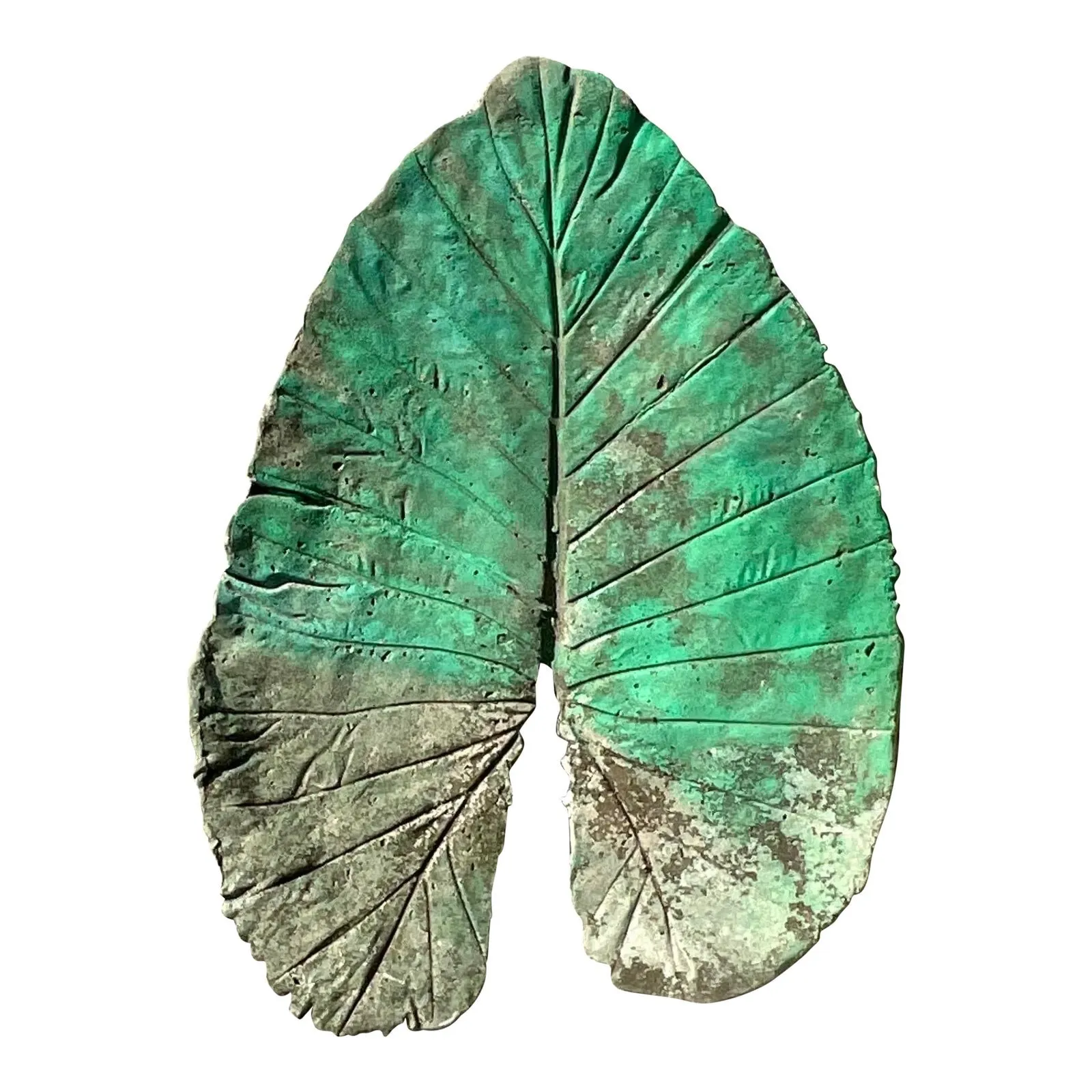 Vintage Monumental Boho Cast Concrete Elephant Ear Leaf — additional photo 1