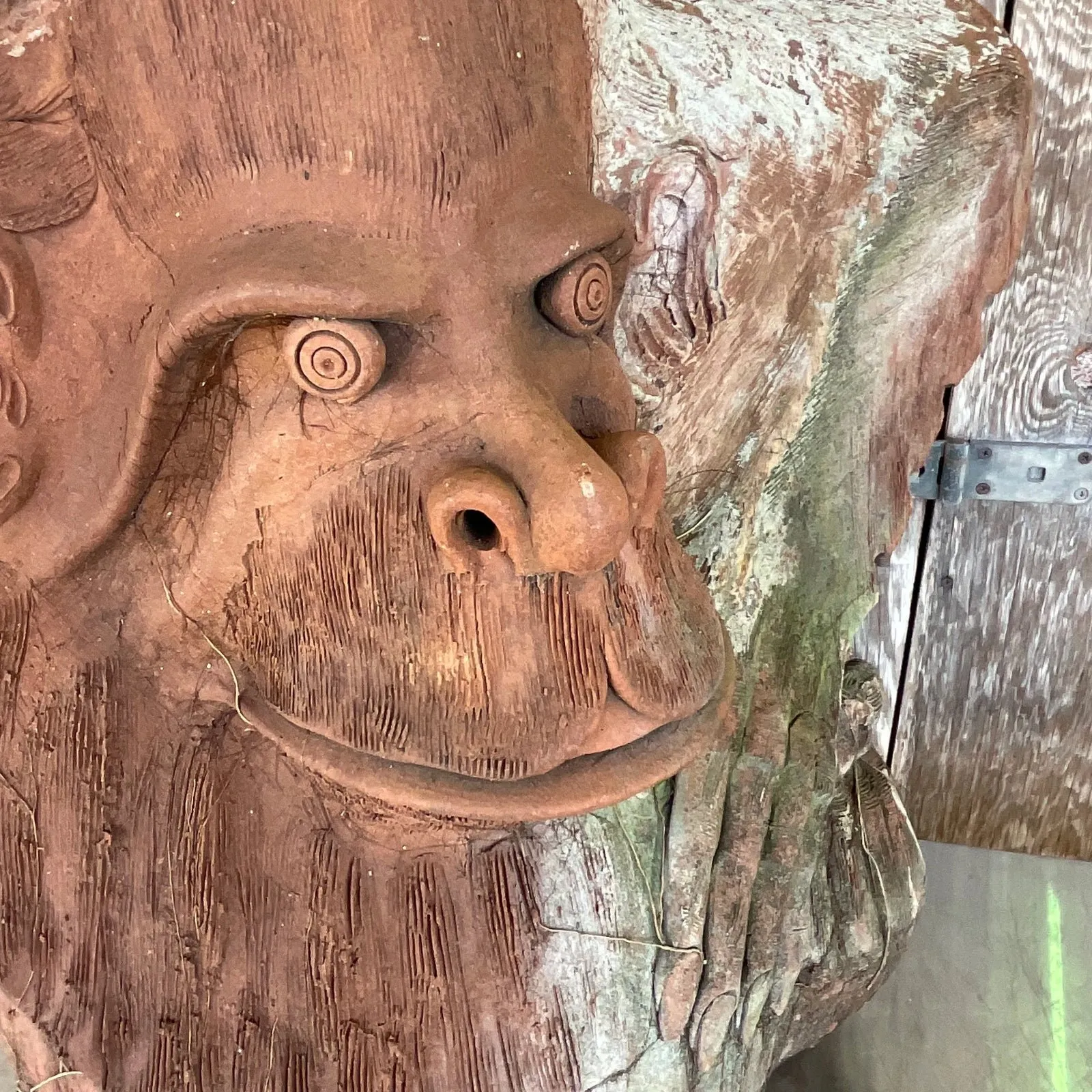 Vintage Monumental Boho Hand Made Terra Cotta Gorilla Sculpture — additional photo 3
