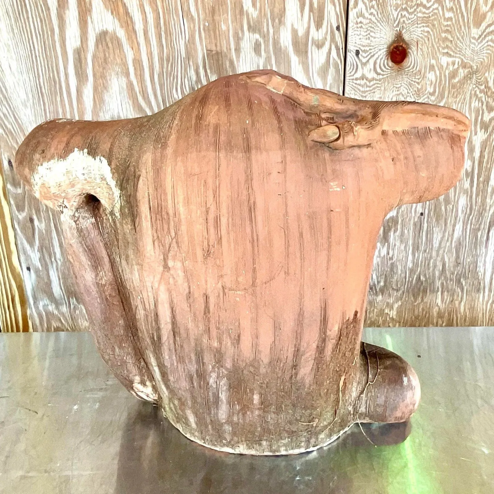 Vintage Monumental Boho Hand Made Terra Cotta Gorilla Sculpture — additional photo 4
