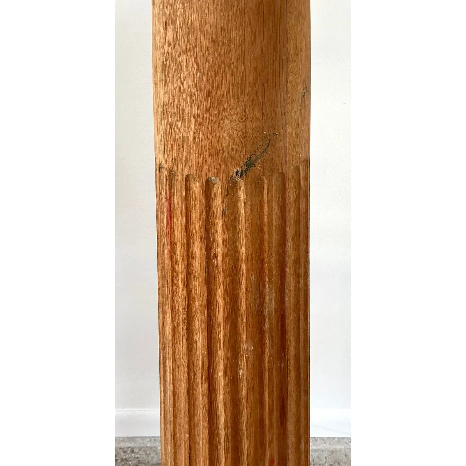 Vintage Monumental Carved Column Lamp With Dolce and Gabbana Paper Shade — additional photo 6