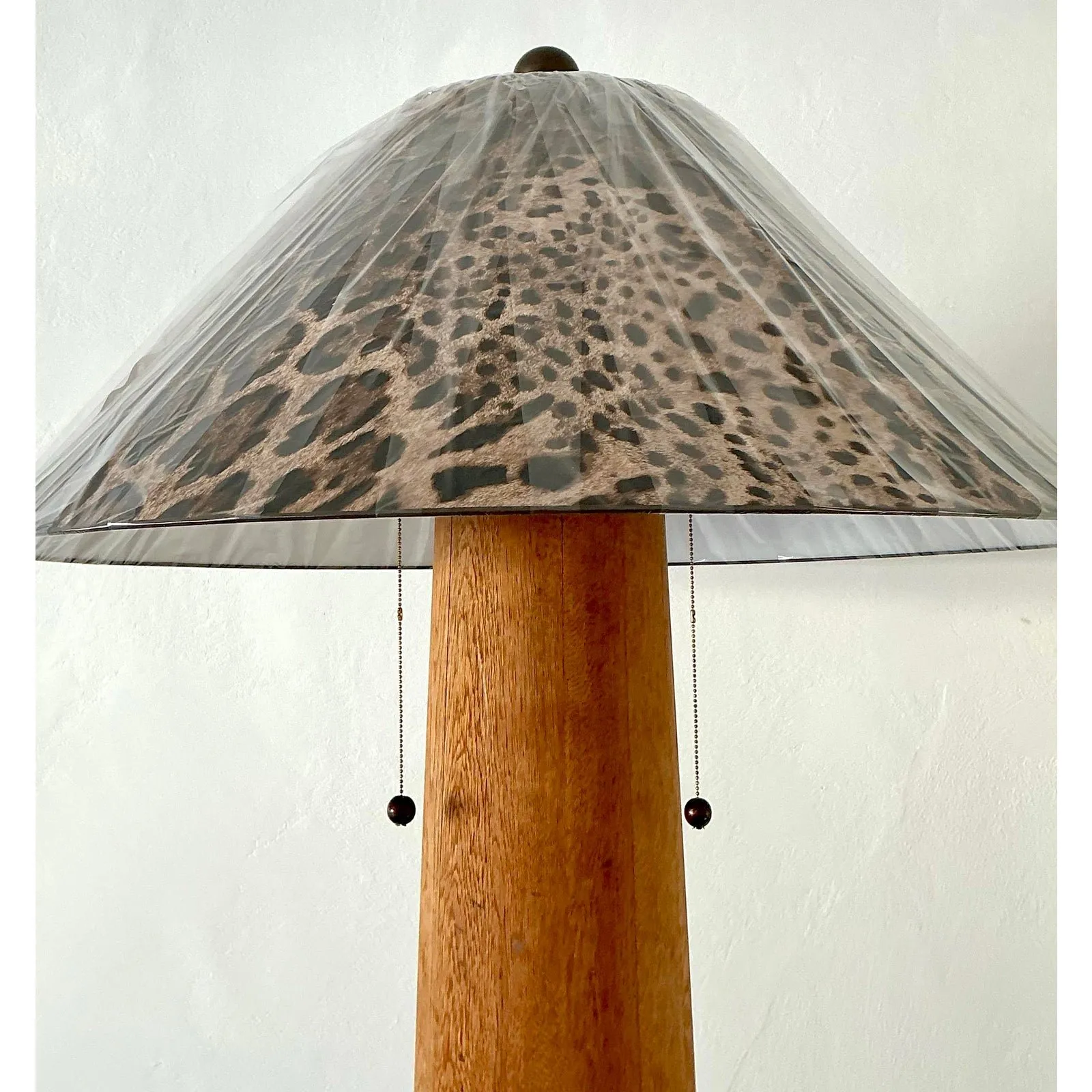 Vintage Monumental Carved Column Lamp With Dolce and Gabbana Paper Shade — additional photo 2