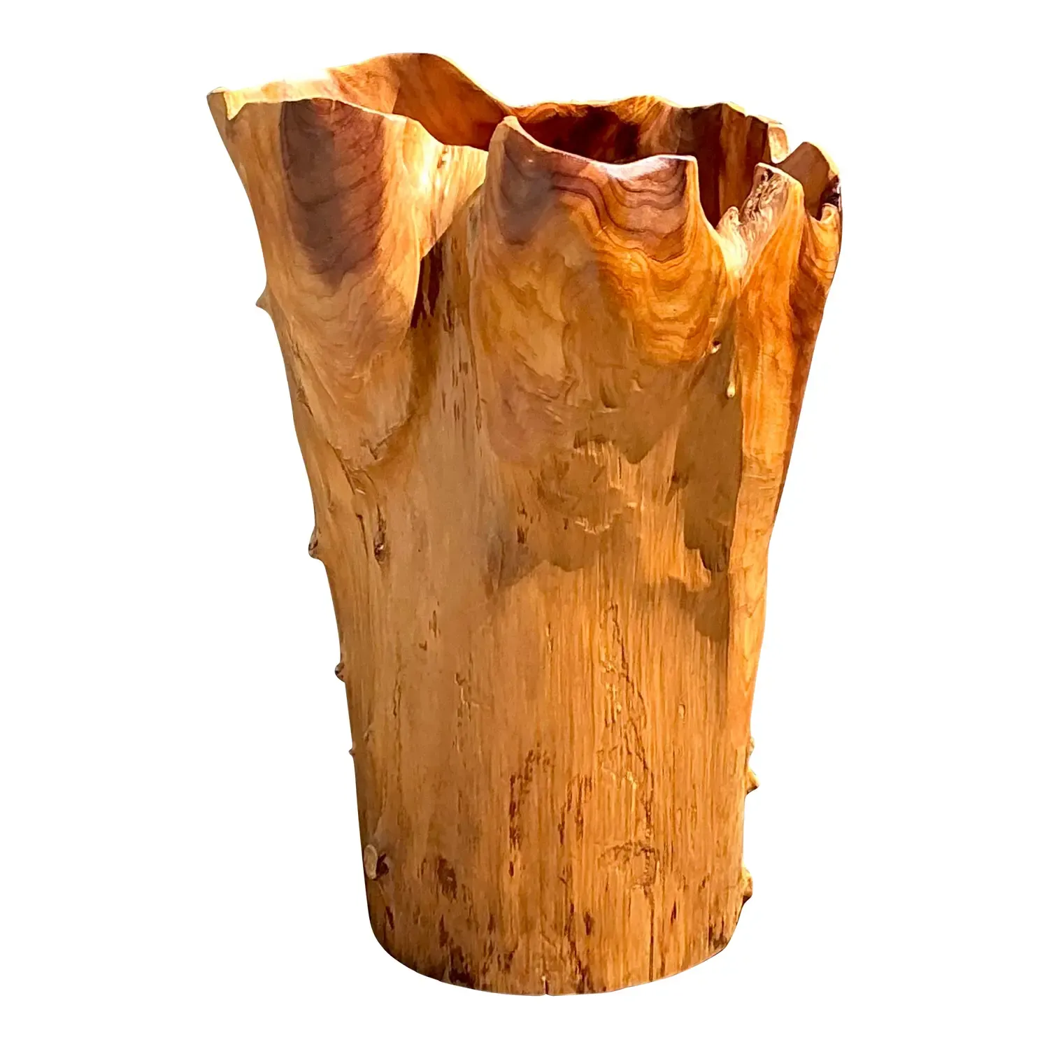 Vintage Monumental Carved Wood Vase — additional photo 1