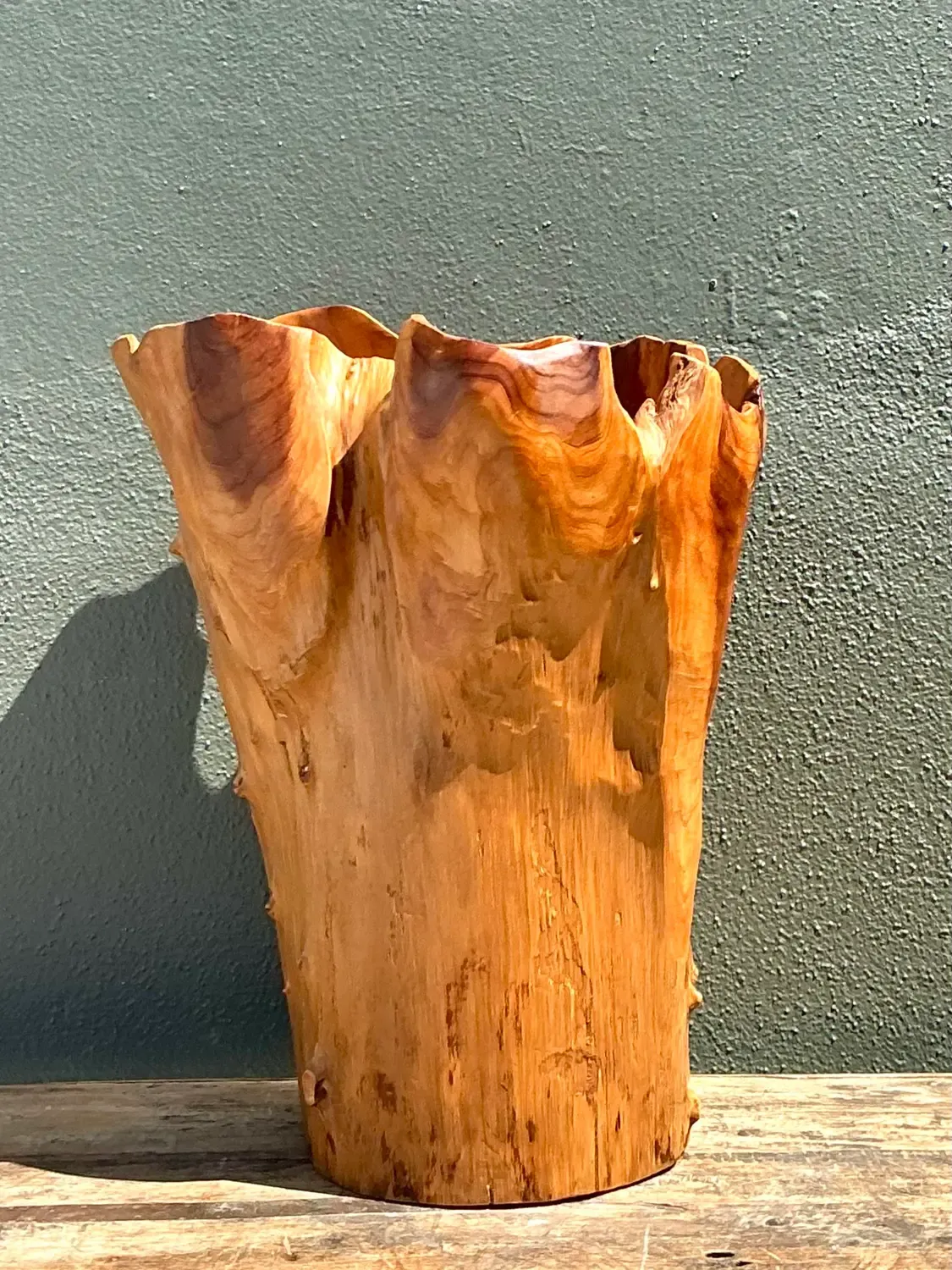 Vintage Monumental Carved Wood Vase — additional photo 2