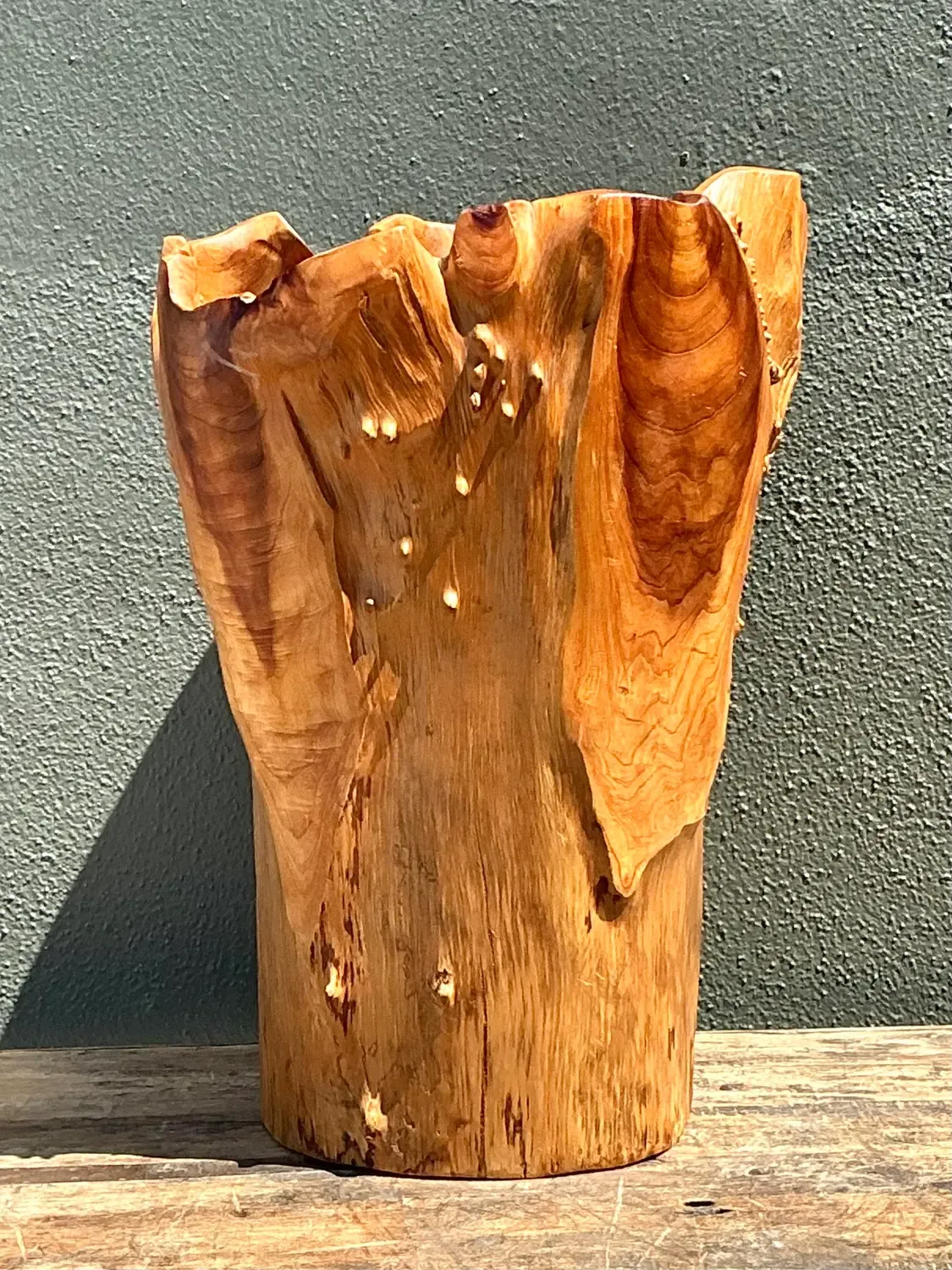 Vintage Monumental Carved Wood Vase — additional photo 3