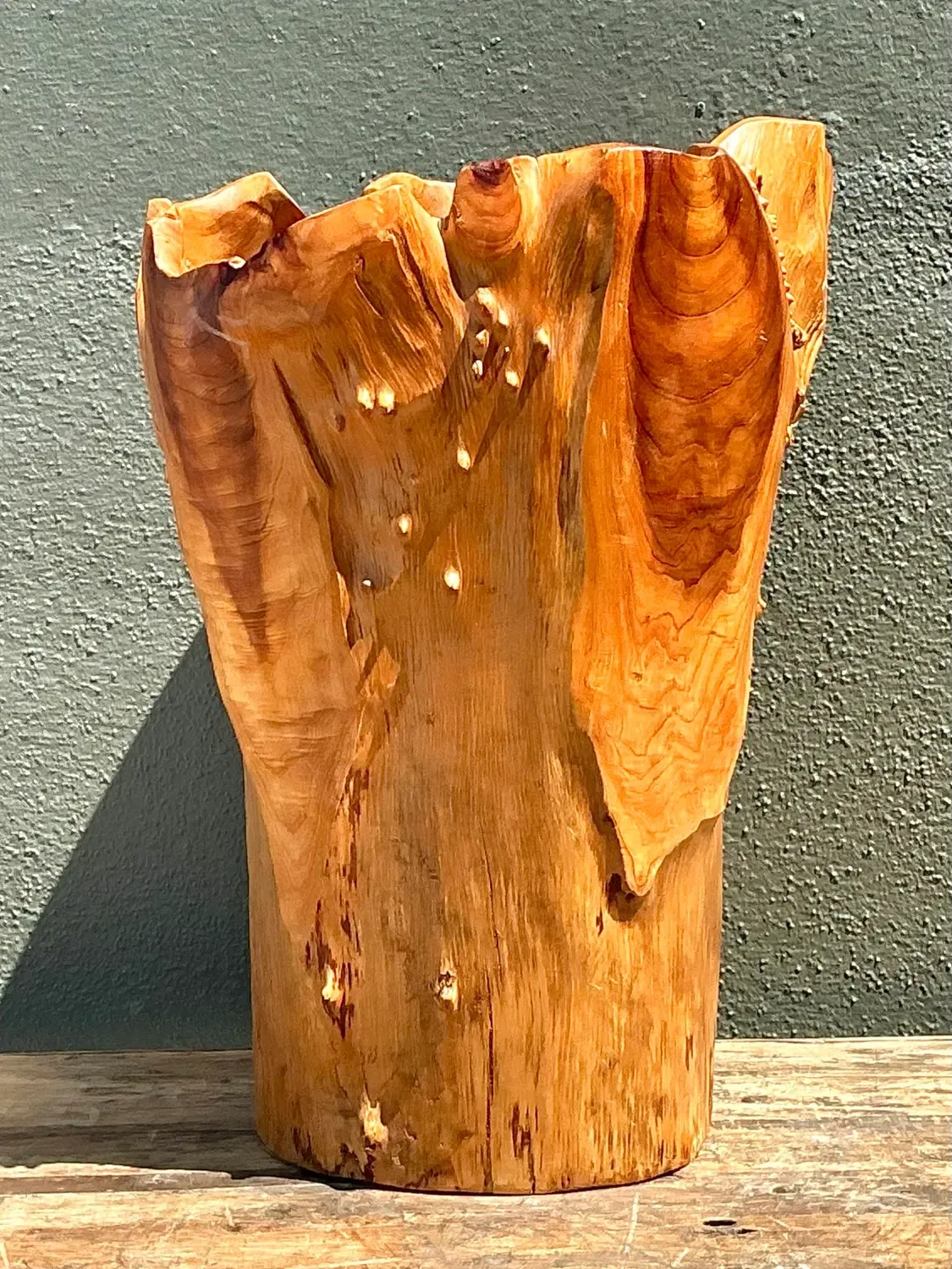 Vintage Monumental Carved Wood Vase — additional photo 4