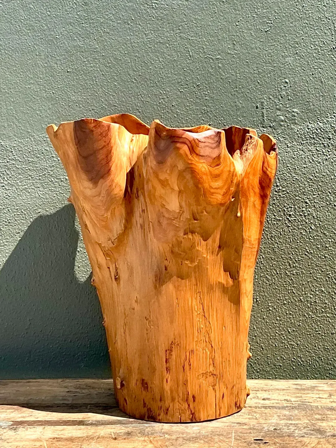 Vintage Monumental Carved Wood Vase — additional photo 5