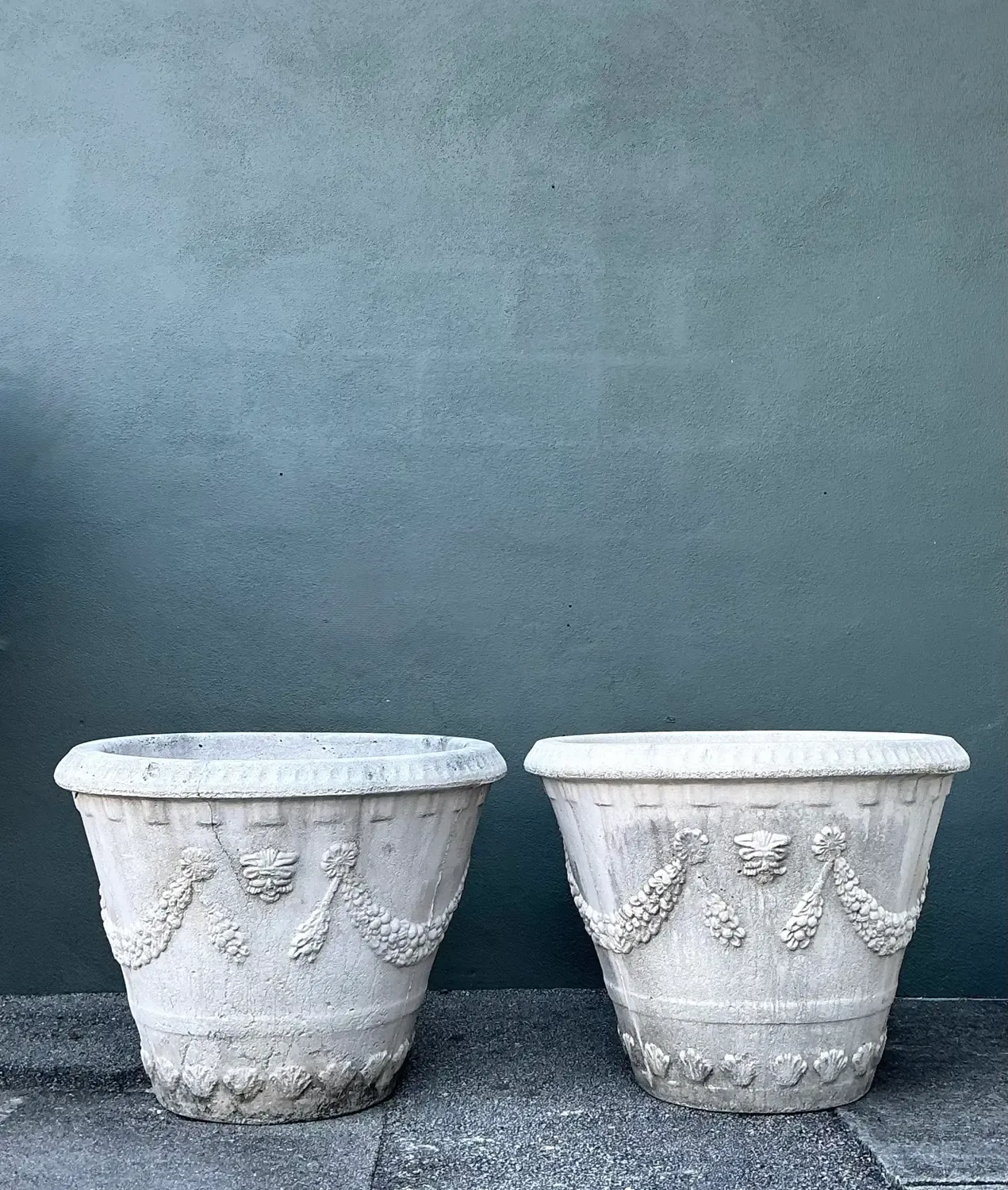 Vintage Monumental Cast Concrete Planters — additional photo 2