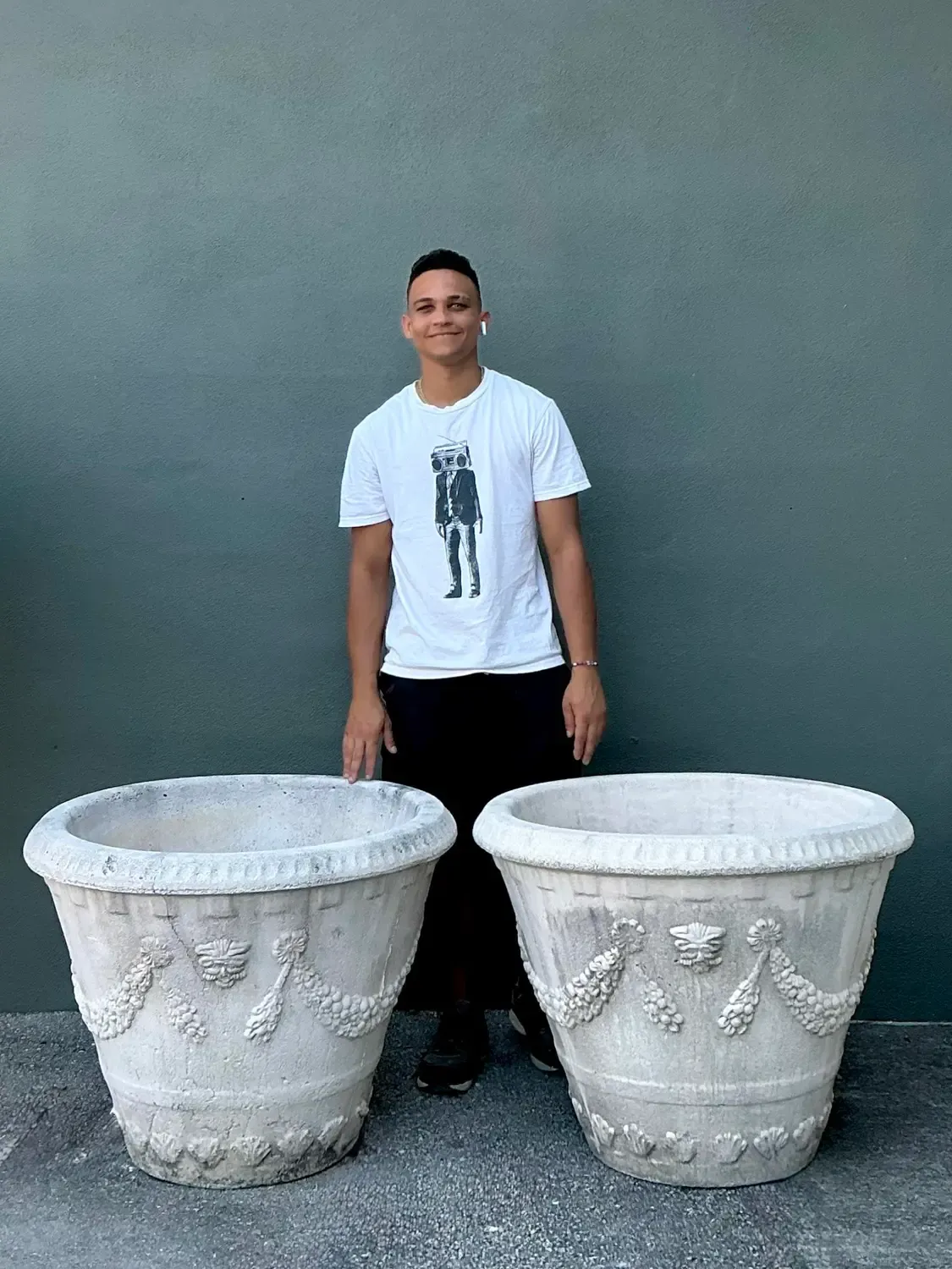 Vintage Monumental Cast Concrete Planters — additional photo 6