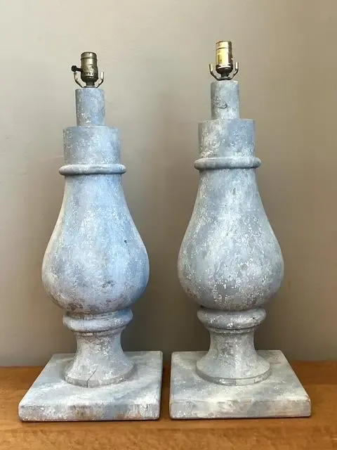 Vintage Monumental Faux Finished Balustrade Lamps - A Pair — additional photo 5