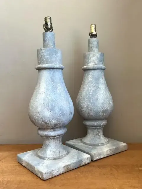 Vintage Monumental Faux Finished Balustrade Lamps - A Pair — additional photo 4
