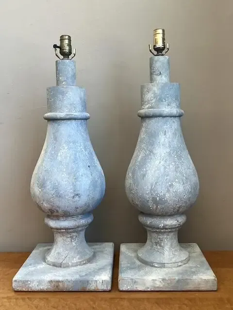 Vintage Monumental Faux Finished Balustrade Lamps - A Pair — additional photo 2
