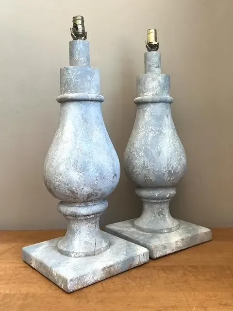 Vintage Monumental Faux Finished Balustrade Lamps - A Pair — additional photo 3