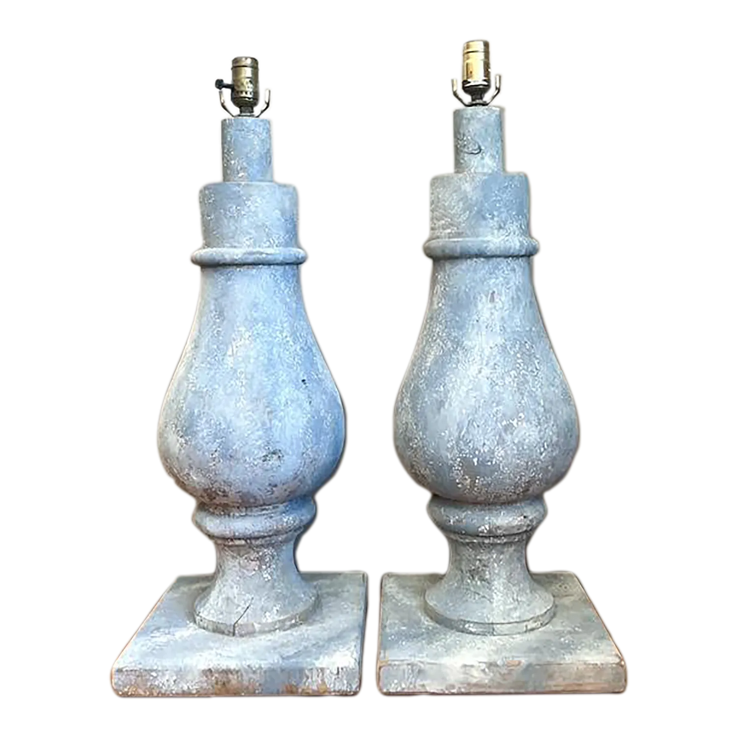 Vintage Monumental Faux Finished Balustrade Lamps - A Pair — additional photo 1