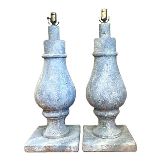 Vintage Monumental Faux Finished Balustrade Lamps - A Pair — additional photo 1