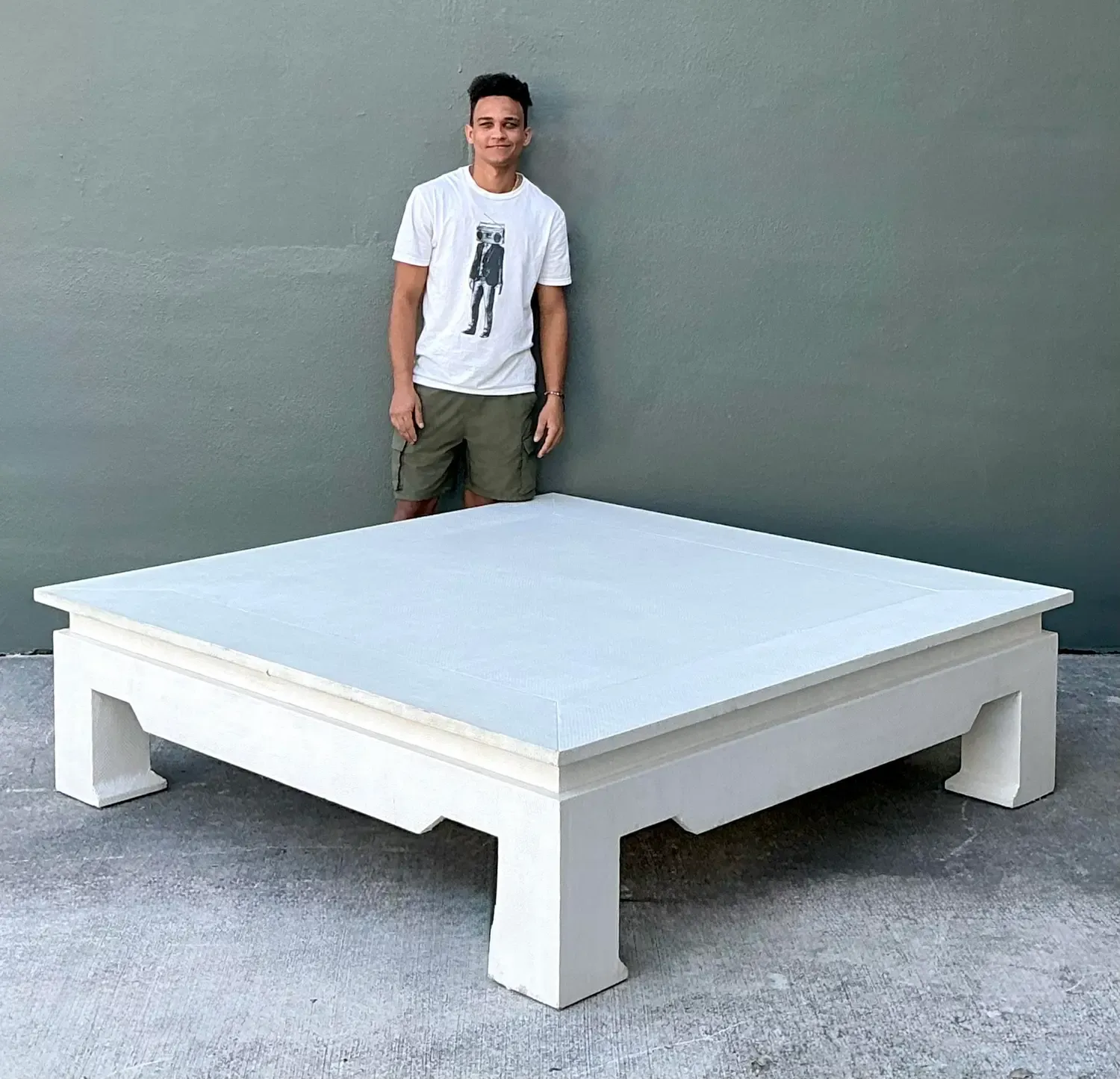 Vintage Monumental Grasscloth Coffee Table — additional photo 2