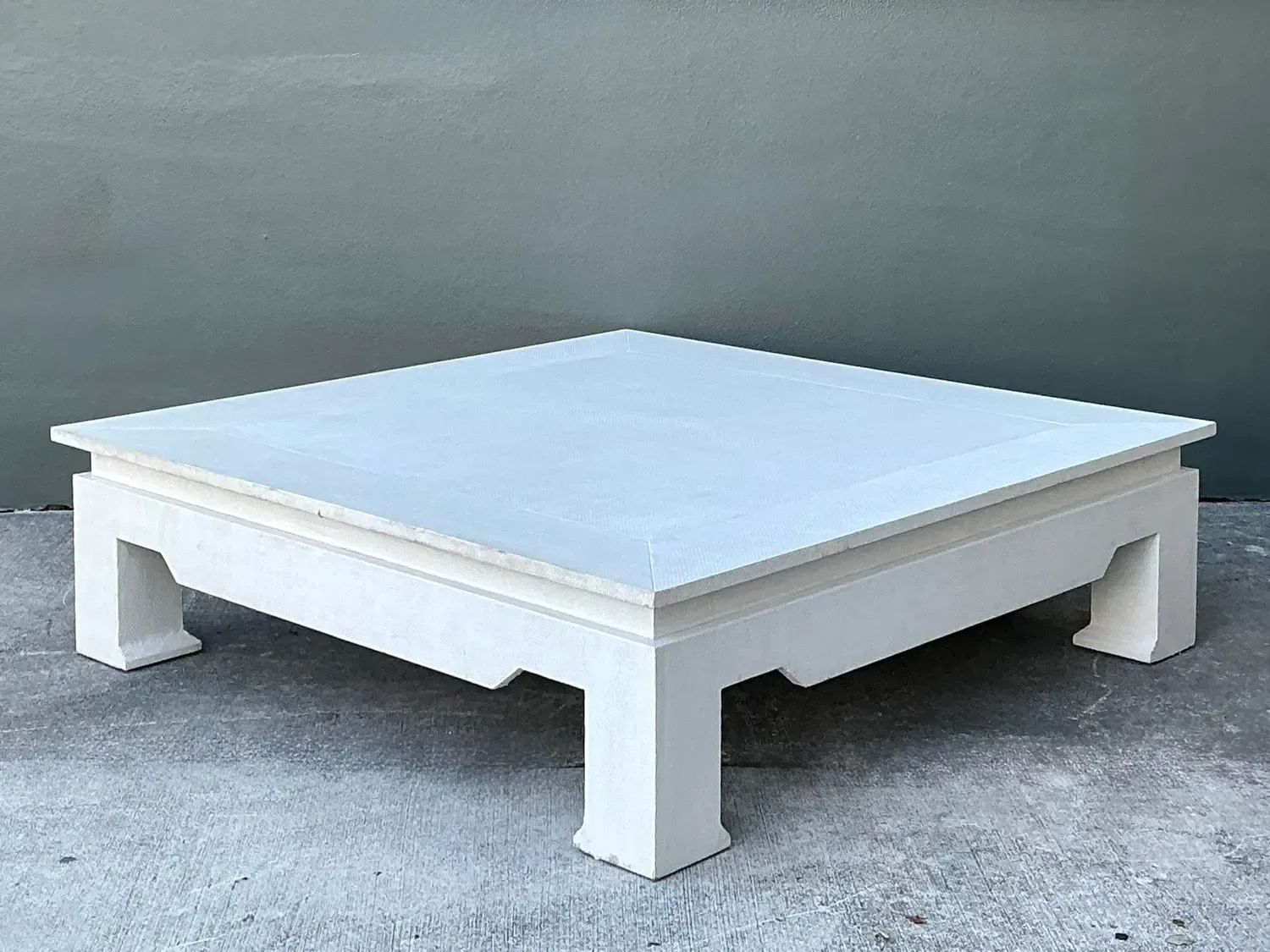 Vintage Monumental Grasscloth Coffee Table — additional photo 4
