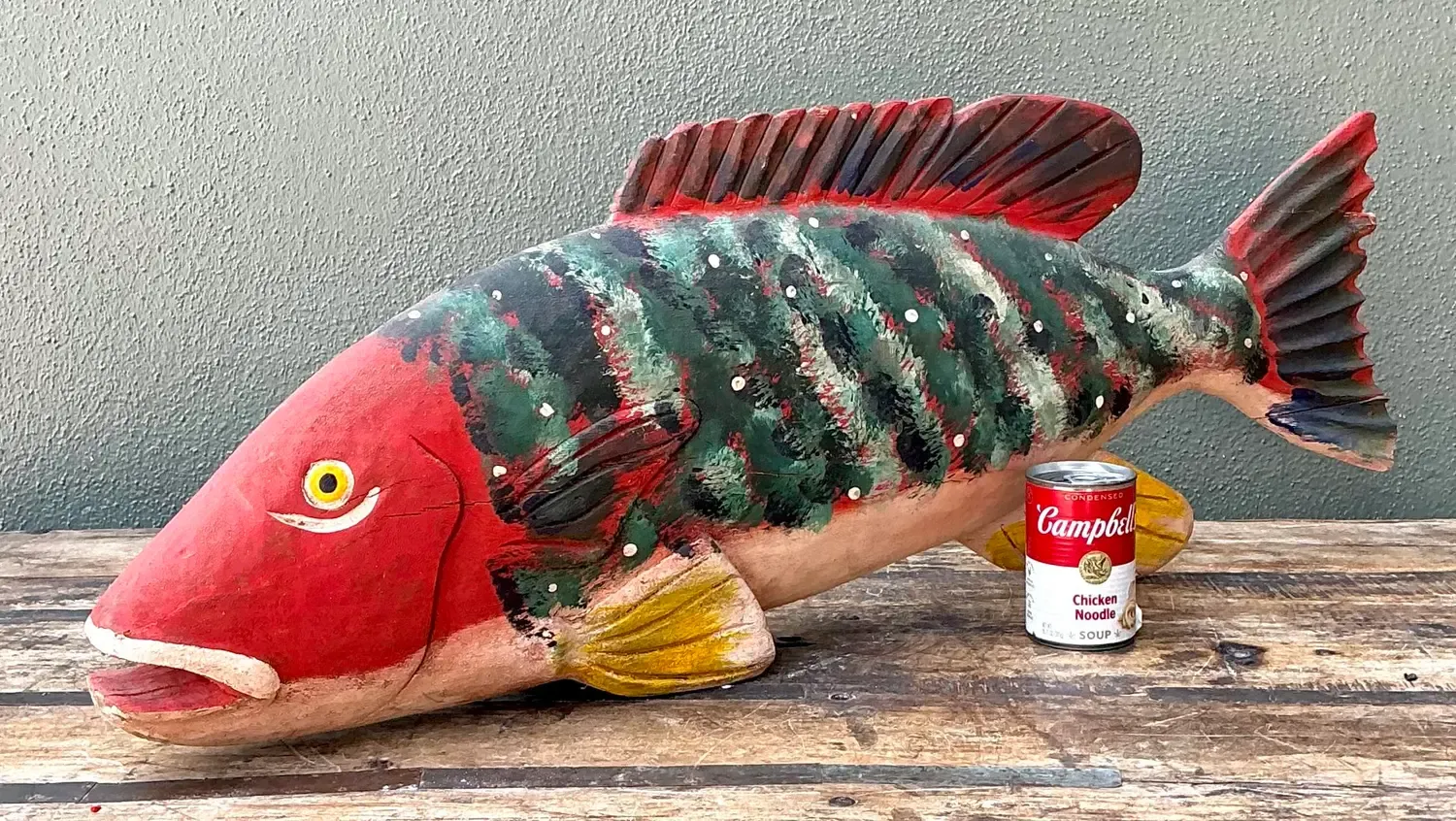 Vintage Monumental Hand Painted Fish — additional photo 2