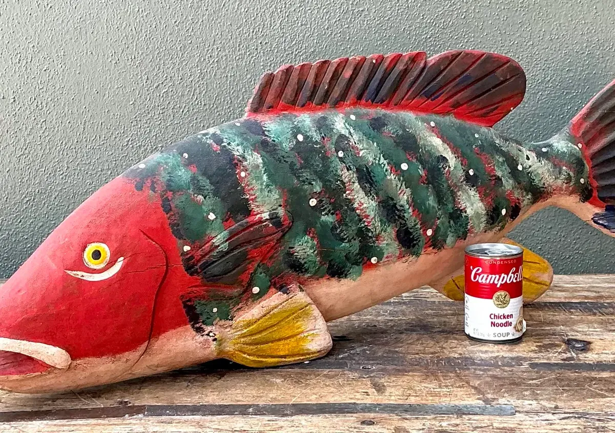 Vintage Monumental Hand Painted Fish — additional photo 1