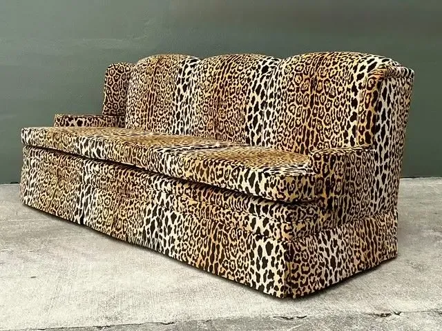 Vintage Monumental Leopard Velvet Sofa — additional photo 2