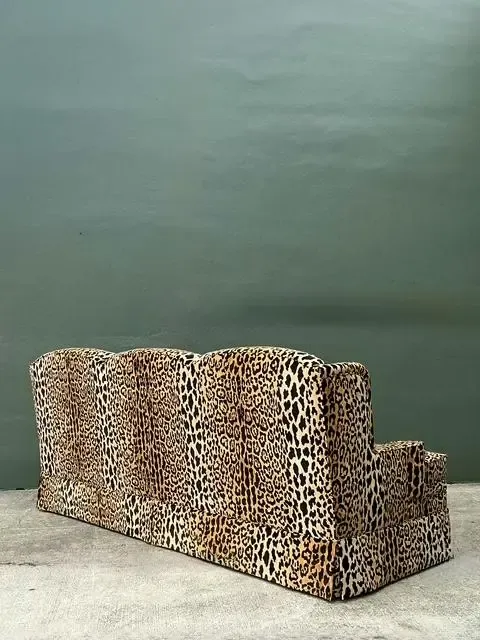 Vintage Monumental Leopard Velvet Sofa — additional photo 3