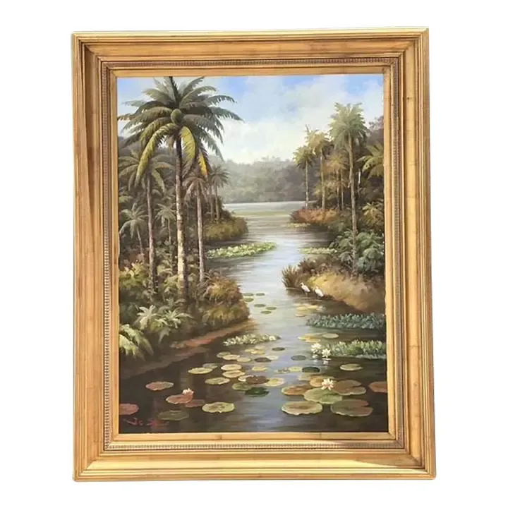 Vintage Monumental Original Everglades Oil Painting on Canvas — additional photo 1