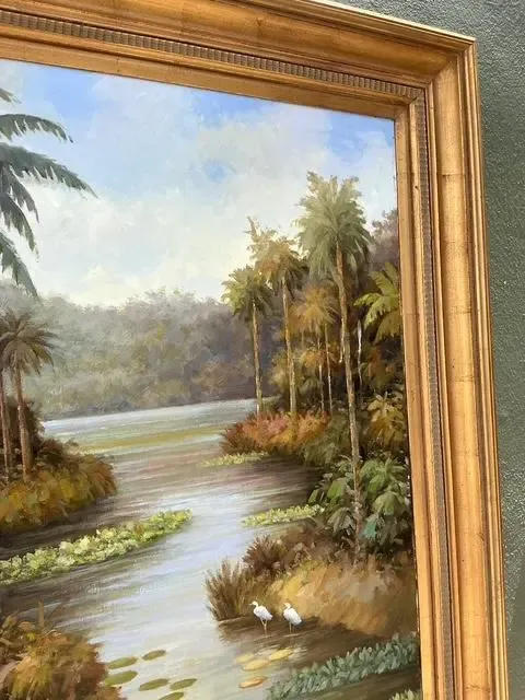 Vintage Monumental Original Everglades Oil Painting on Canvas — additional photo 3