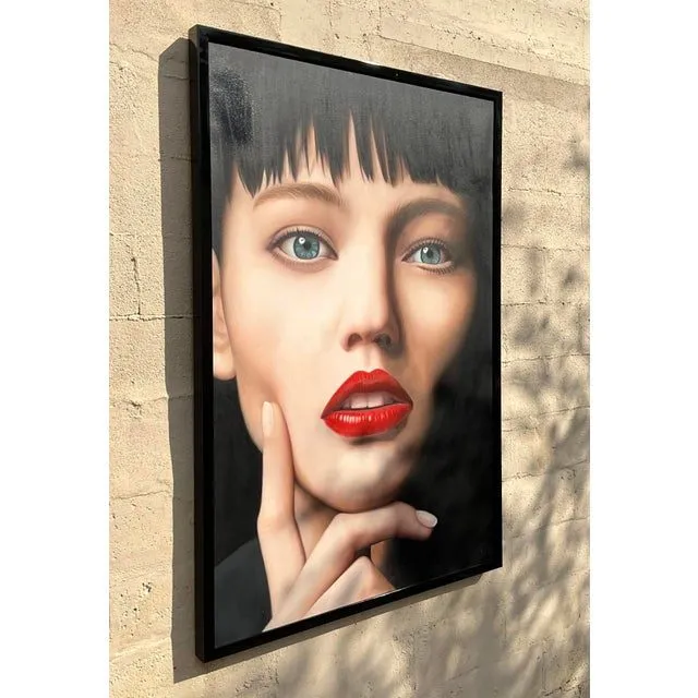 Vintage Monumental Original Oil Portrait on Canvas - Oil Paint, 42W x 62H — additional photo 1