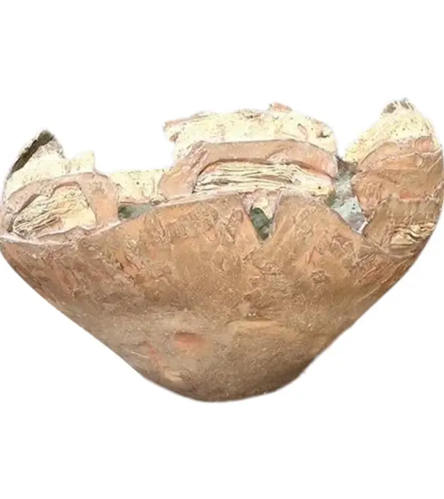 Vintage Monumental Original Slab Built Studio Pottery Bowl