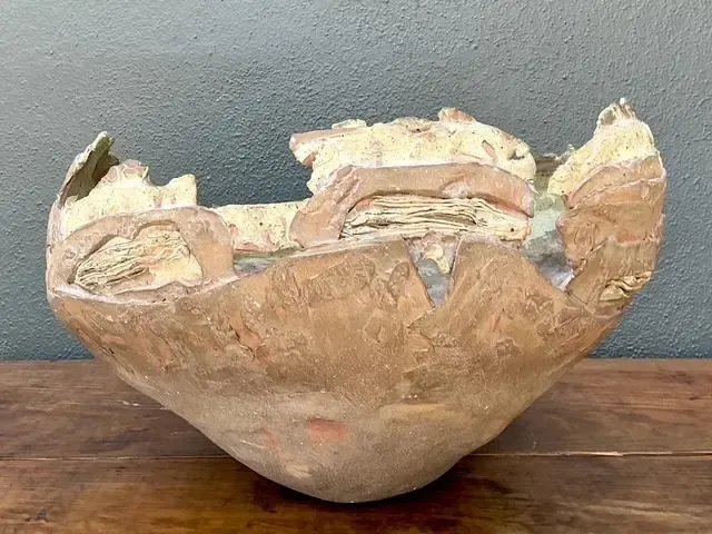Vintage Monumental Original Slab Built Studio Pottery Bowl — additional photo 4