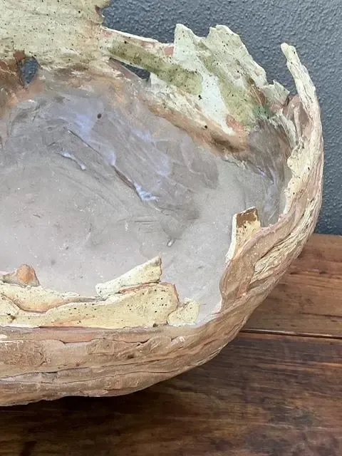 Vintage Monumental Original Slab Built Studio Pottery Bowl — additional photo 5