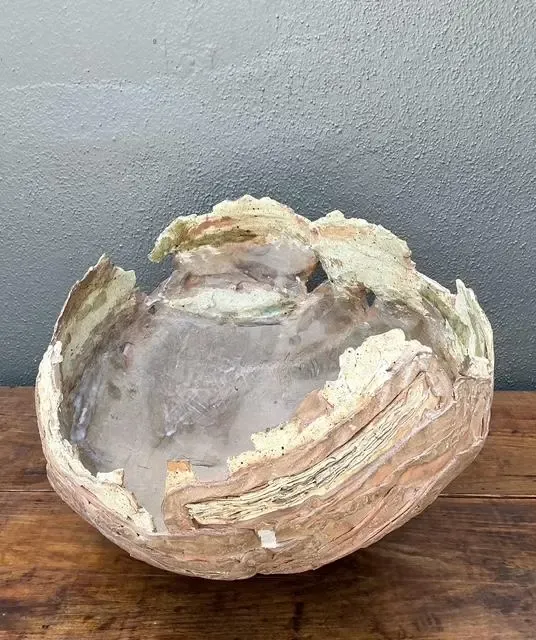 Vintage Monumental Original Slab Built Studio Pottery Bowl — additional photo 6